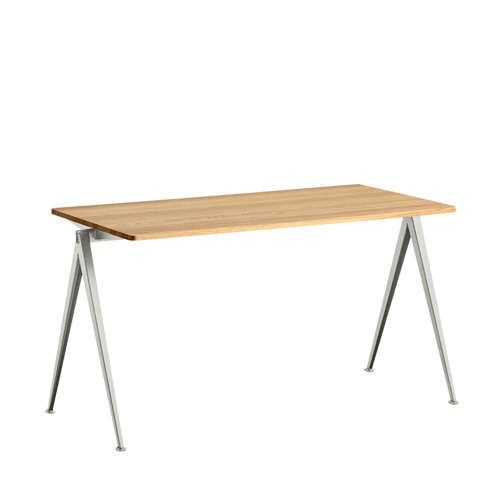 Pyramid Table 01 Beige Frame / Clear Lacquered Solid Oak Top  3 sizes