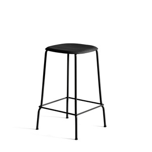 Soft edge 30 bar stool H65 black base  black steel legs